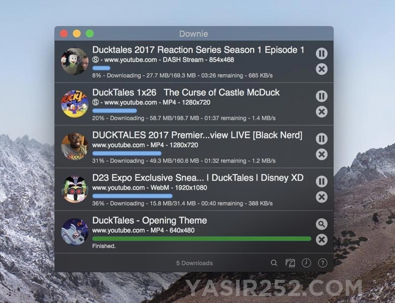 Downie Mac download queue interface