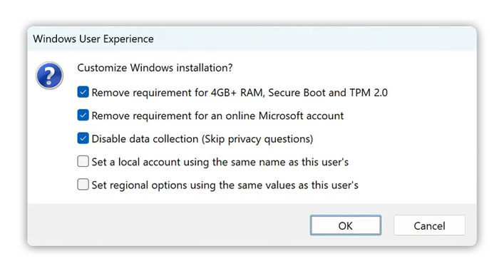 Rufus Customization Bypass TPM and Secure Boot Features