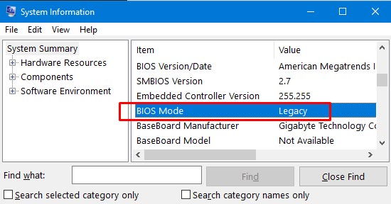 Determining MBR or GPT for Rufus via BIOS Mode Check