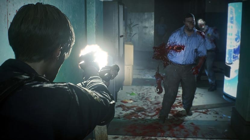 Resident Evil 2 Remake zombie combat scene