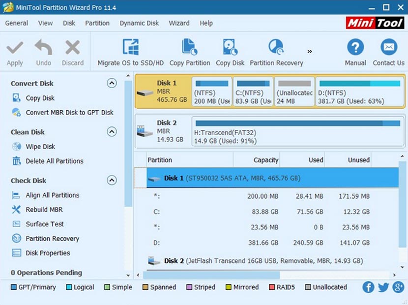 MiniTool Partition Wizard disk management interface