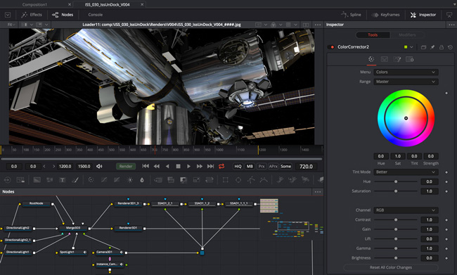 tampilan node-based interface Fusion Studio