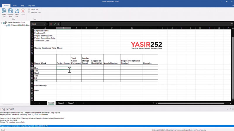 Stellar Excel Repair Full Crack Download link dan tampilan UI ketika proses recovery