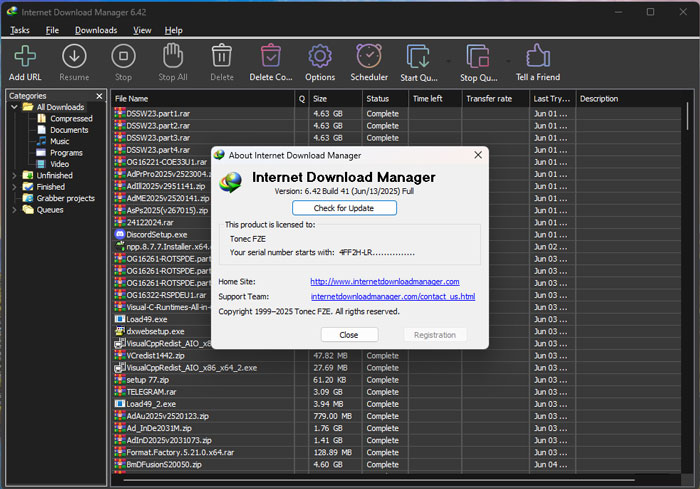 Internet Download Manager Full Version link download dan tampilan user interface