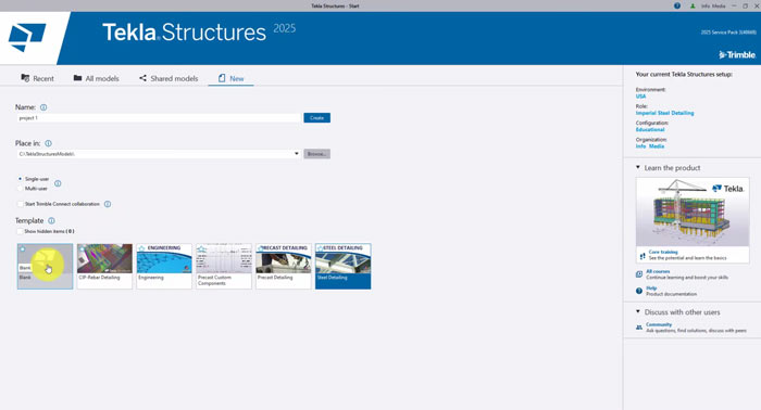 Tekla Structures 2025 Interface