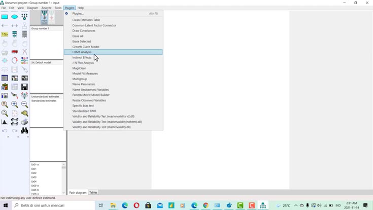 IBM SPSS Amos 24 tampilan interface dan workspace
