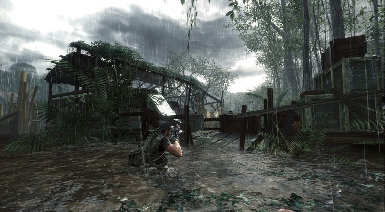 Call Of Duty Black Ops PC Game memasuki area rawa dengan stealth tactics