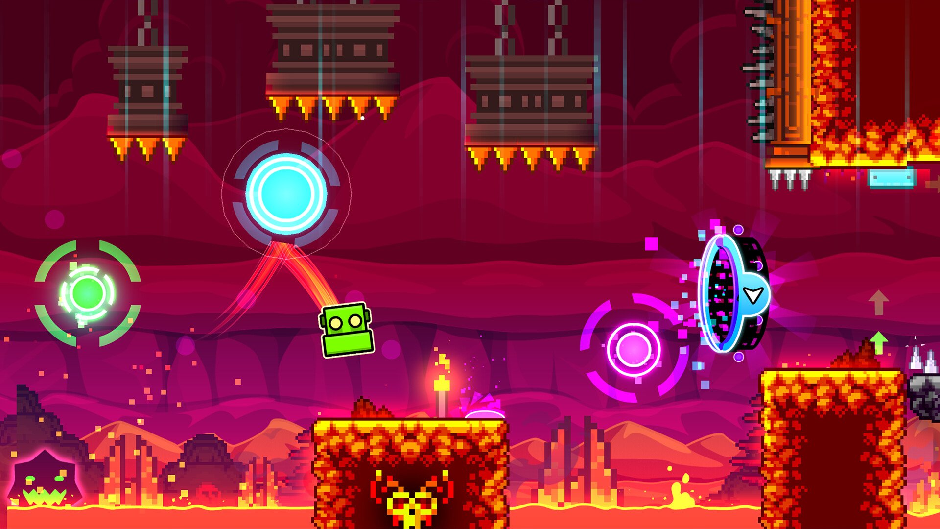 Geometry Dash lava level fire stage gameplay