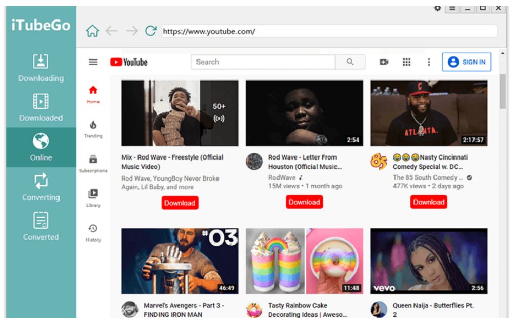 iTubeGo YouTube Downloader Free For PC