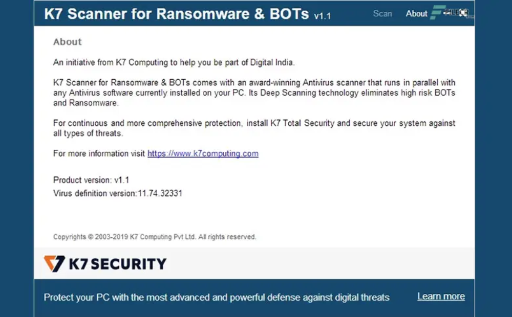 K7 Scanner for Ransomware & BOTs Free Download